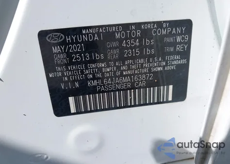 2021 Hyundai Sonata Sel from USA, damaged, VIN KMHL64JA6MA163872